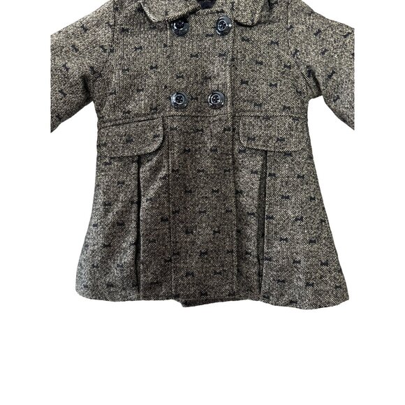 OshKosh B'gosh Toddler Girls Gray Hooded Peacoat Jacket Bow Print Accent Size 2T - Picture 3 of 10